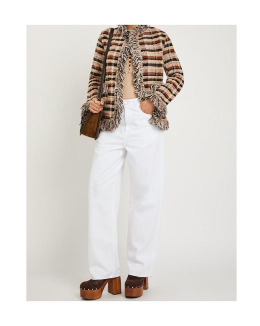 Etro Brown Striped Fringed Woven Jacket