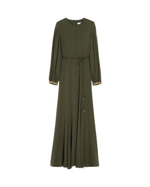 Max Mara Green Robe En Charmeuse De Soie