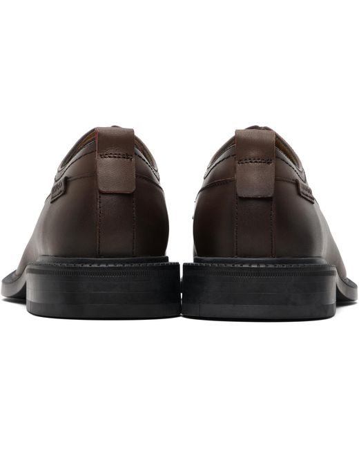 Boss Brown Leather Derby Shoes for men
