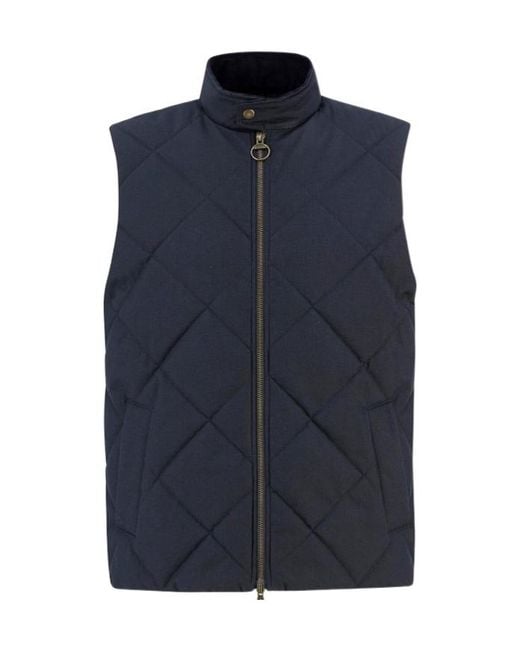 Barbour Blue Stand-Up Collar Zip-Up Vest for men