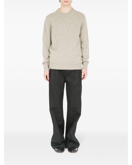 Maison Margiela White Long Sleeved Crewneck Knitted Jumper for men