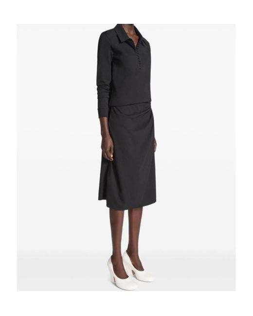 Dries Van Noten Black Button-Fastening Jersey Polo Shirt
