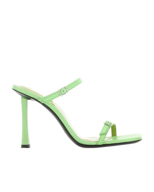 By Far Green Open Toe Slip-On Sandals