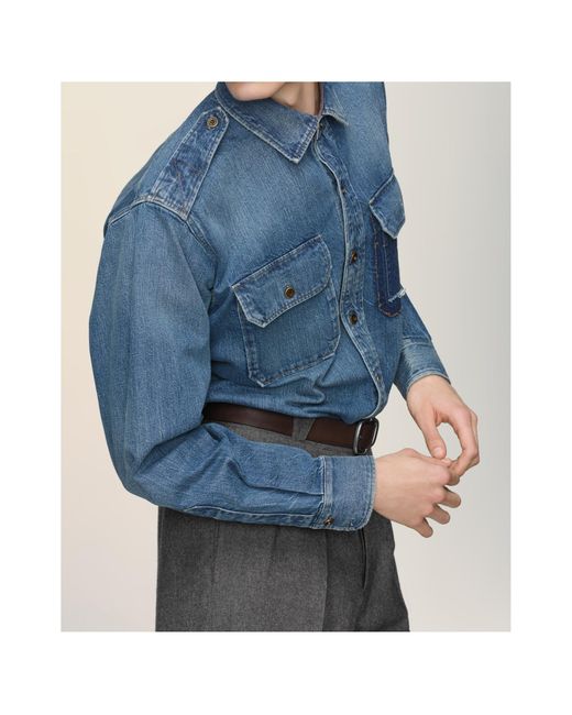 Maison Margiela Blue Flap Pocket Denim Shirt for men
