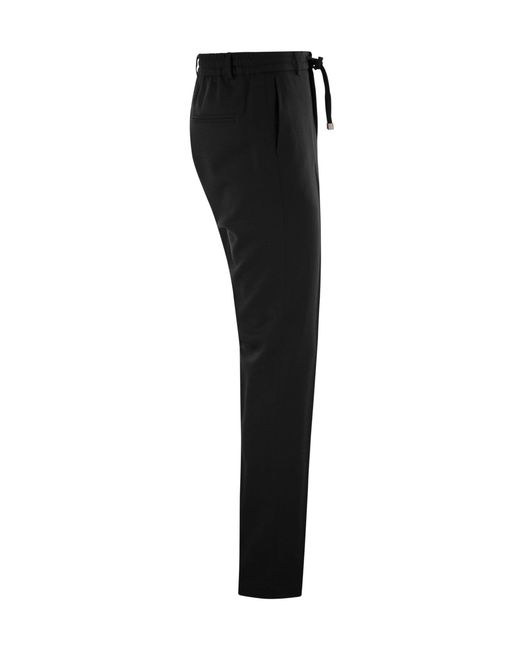 Peserico Black Drawstring Flannel Pants for men