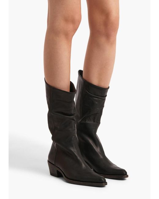 Khaite Black Pointed Toe Slip-On Boots