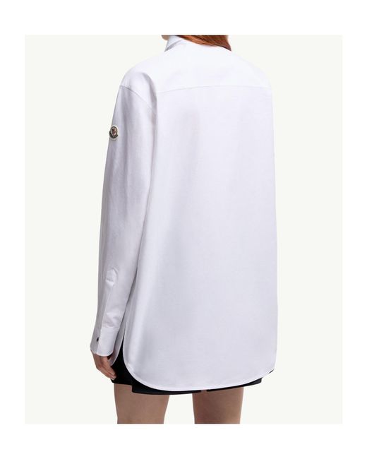 Moncler White Logo Patch Long Sleeved Shirt