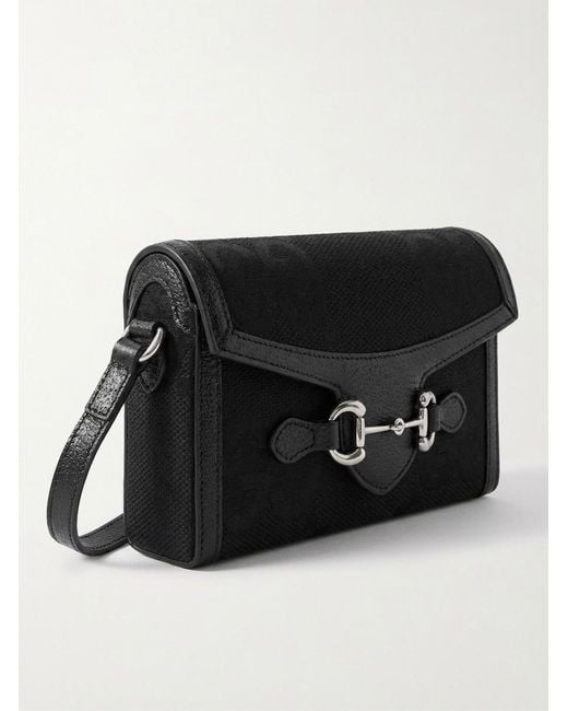 Gucci Black Horsebit 1955 Jumbo Gg Mini Messenger Bag