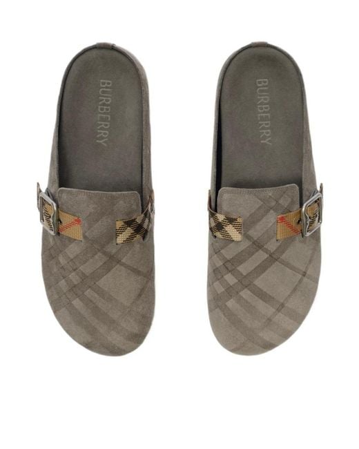 Burberry Brown Check Urchin Clogs for men