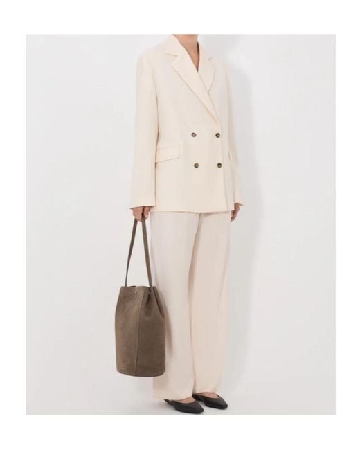 Loulou de Saison Natural Donau Lds Double-Breasted Flap Blazer