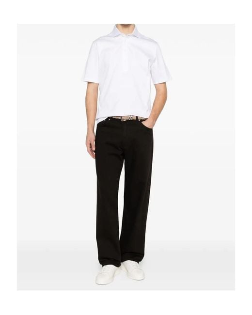Brunello Cucinelli White Short-Sleeved Polo Shirt for men