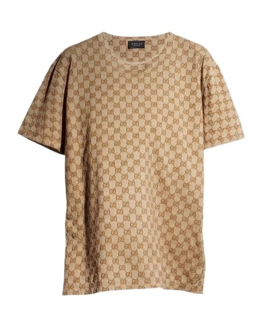 Gucci Natural Printed Cotton T-Shirt
