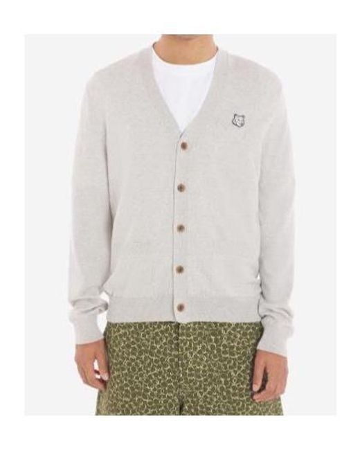 Maison Kitsuné White Maison Kitsuné Bold Fox Head Patch Regular Cardigan for men