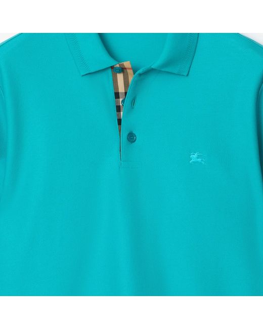 Burberry Blue Cotton Polo Shirt for men