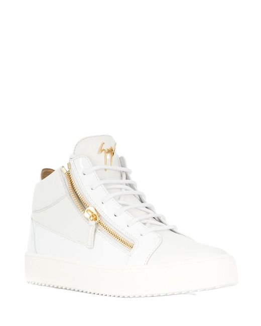 Giuseppe Zanotti White Logo High-Top Casual Sneakers for men