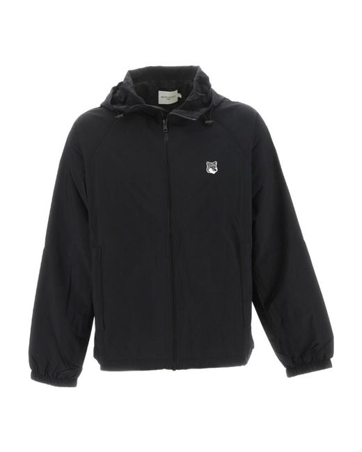 Maison Kitsuné Black Maison Kitsuné Fox Head Patch Embroidered Windbreaker for men