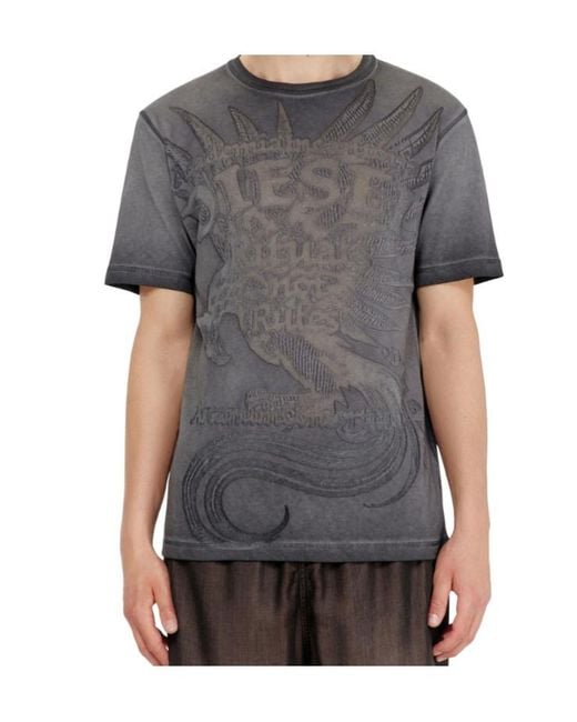 DIESEL Gray T-Rawjust-Aa1 Crewneck T-Shirt for men