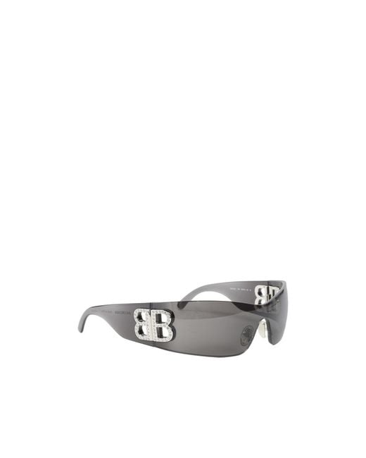 Balenciaga White Eyewear Bb-Rivet Oversized Sunglasses