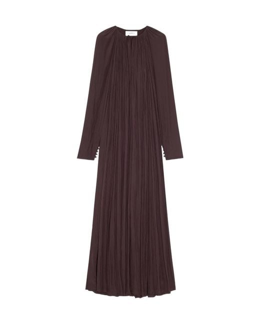Lanvin Purple Long-Sleeved Pleated Dress