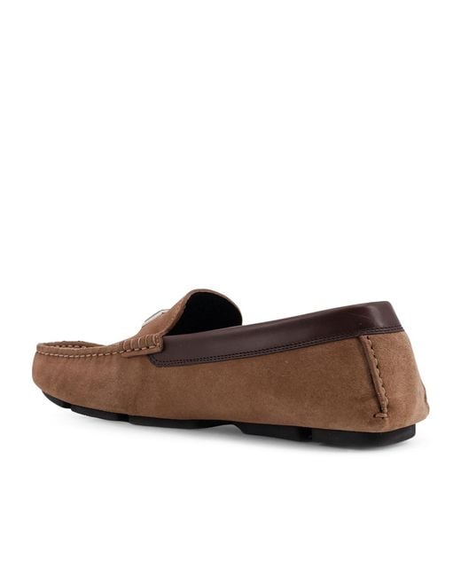Dolce & Gabbana Brown Logo Plaque Round-Toe Loafers for men