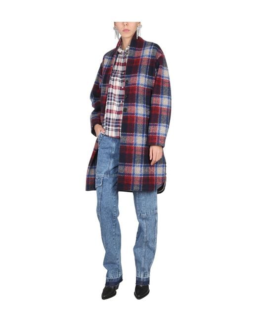 Isabel Marant Blue Plaid Coat