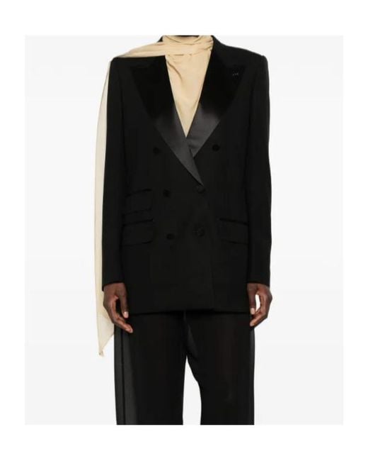 Tom Ford Black Double-Breasted Buttoned Blazer