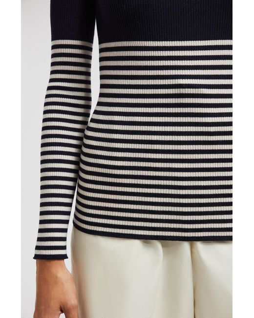 Moncler Black Turtleneck Striped Knit Jumper
