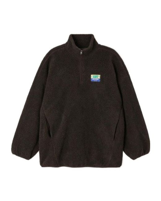 American Vintage Black Half-Zip Patch Sweatshirt for men