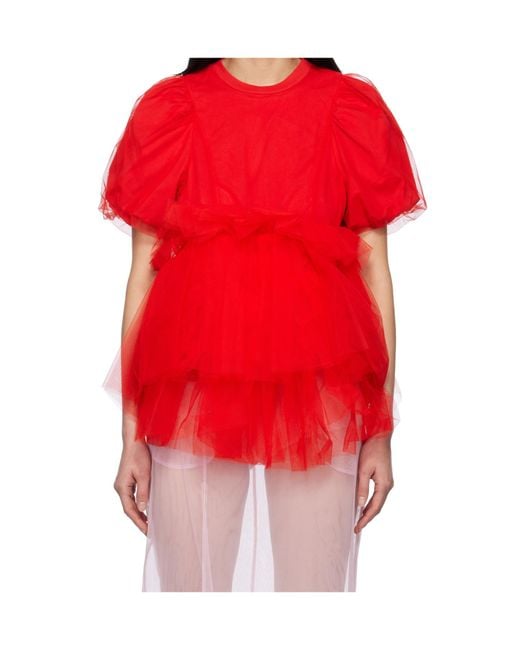 Simone Rocha Red Puff-Sleeved T-Shirt