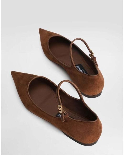 Dolce & Gabbana Brown Dolce & Gabbana Pointed Toe Ankle Strap Flats