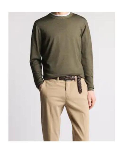 Fay Green Ribbed Crew Neck Knitwear for men