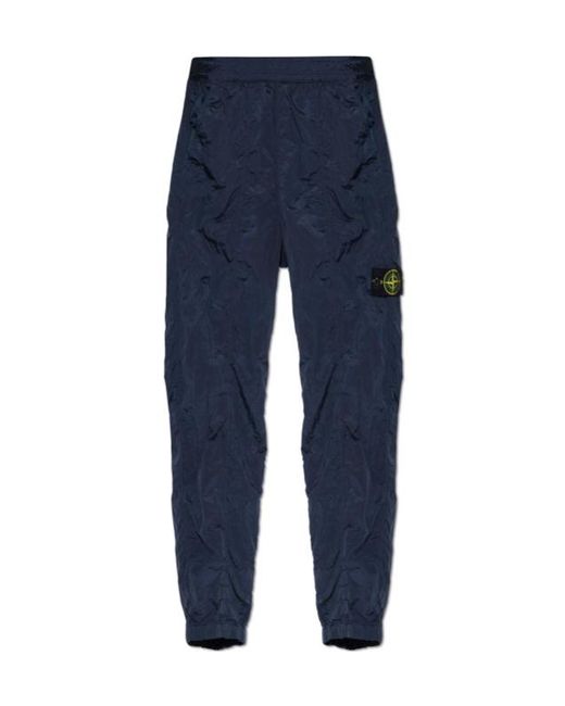 Stone Island Blue Logo Patch Straight-Leg Pants for men