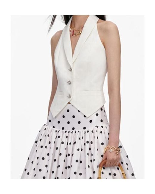 Self-Portrait White Cream Linen Blend Waistcoat