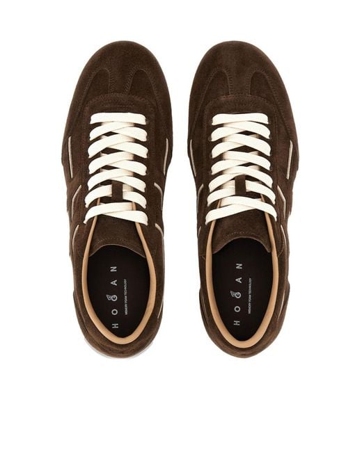 Hogan Brown Round-Toe Sneakers