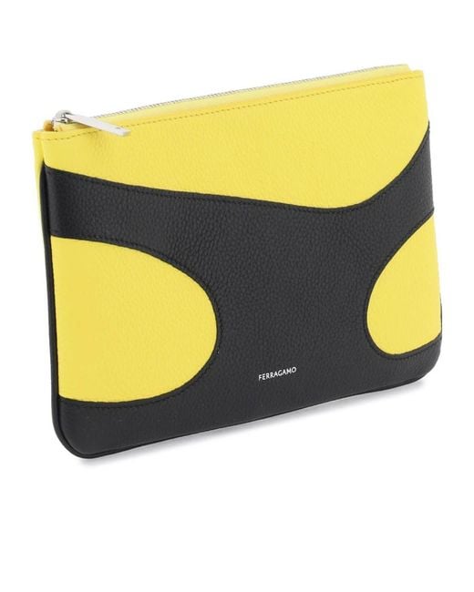 Ferragamo Yellow Logo Logo Mobile Phone Bag for men