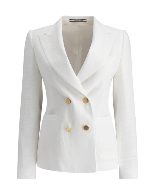 Tagliatore White Double-Breasted Tailored Jacket