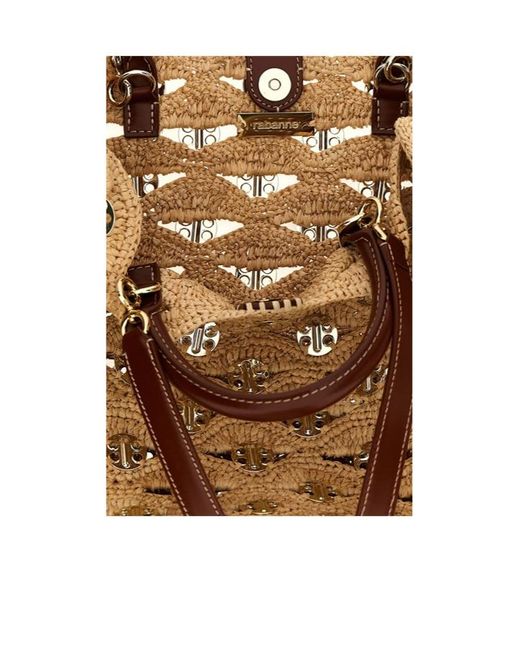 Rabanne Metallic Rabanne Eyelet Raffia Tote Bag