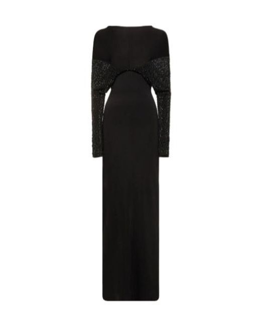 16Arlington Black Impala Embellished Jersey Long Dress