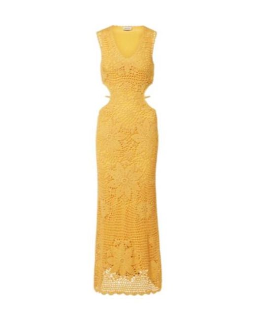 Jonathan Simkhai Metallic Lyla Crochet Floral Cotton Maxi Dress