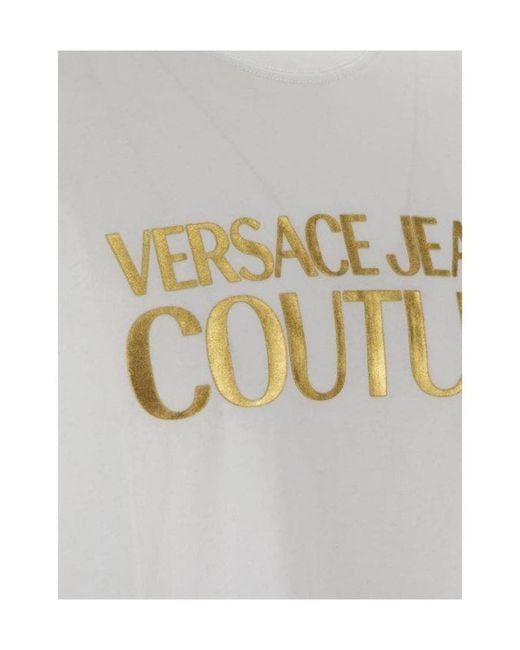 Versace Jeans White Couture Logo Printed Crewneck T-Shirt for men