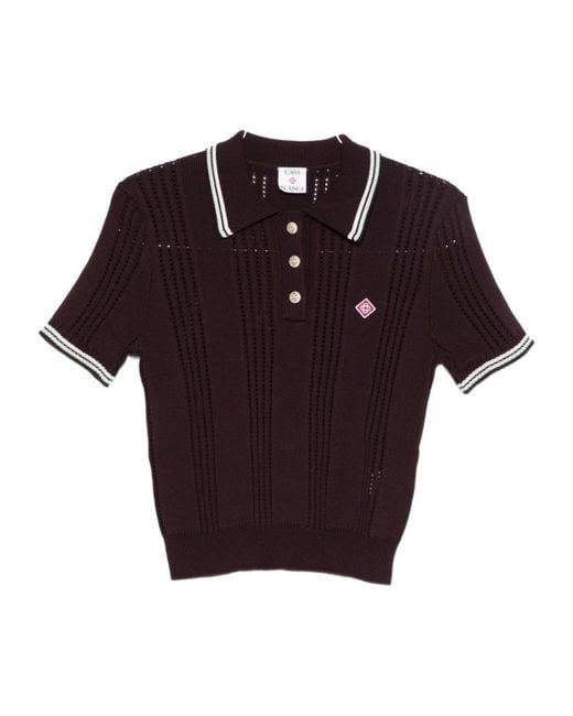 Casablanca Red Knit Short Sleeve Polo Shirt