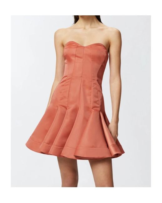 Pinko Red Godet Mini Dress