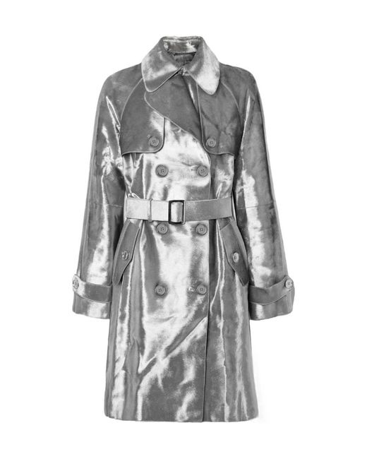 Michael Kors Gray Double-Breasted Trench Coat