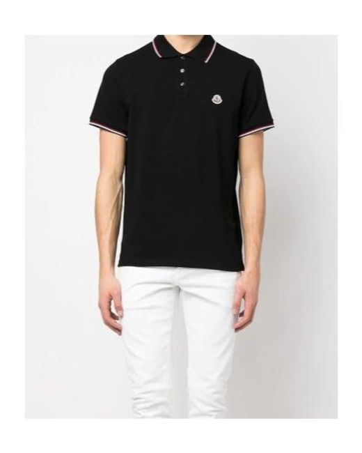 Moncler Black Short-Sleeved Polo Shirt for men