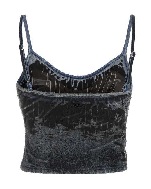 DIESEL Gray De-Verni-Fse Denim Cropped Top
