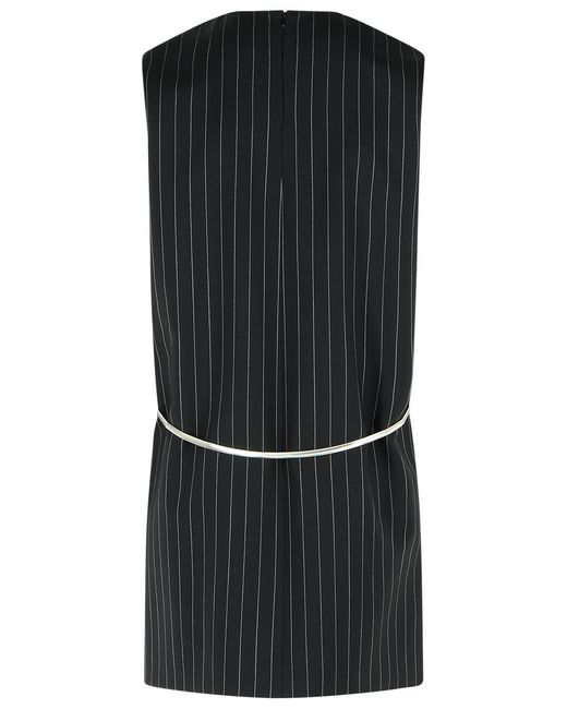 Sportmax Black Domini Striped Sleeveless Dress