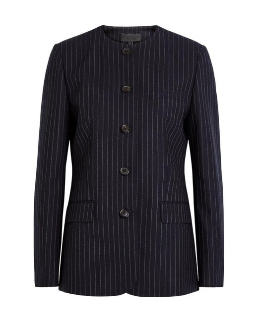 Nili Lotan Blue Gertrude Pinstriped Wool Jacket