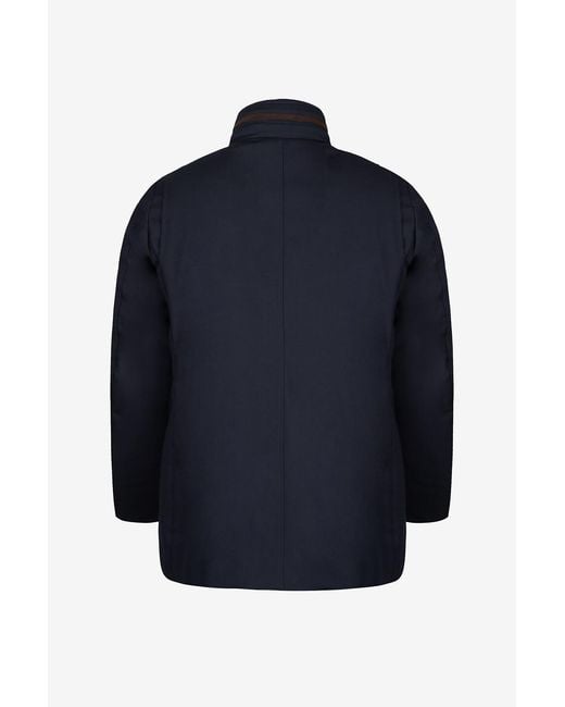 Moorer Blue Hooded Padded Jacket for men