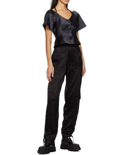 Ganni Black Loose Fit Cargo Trousers