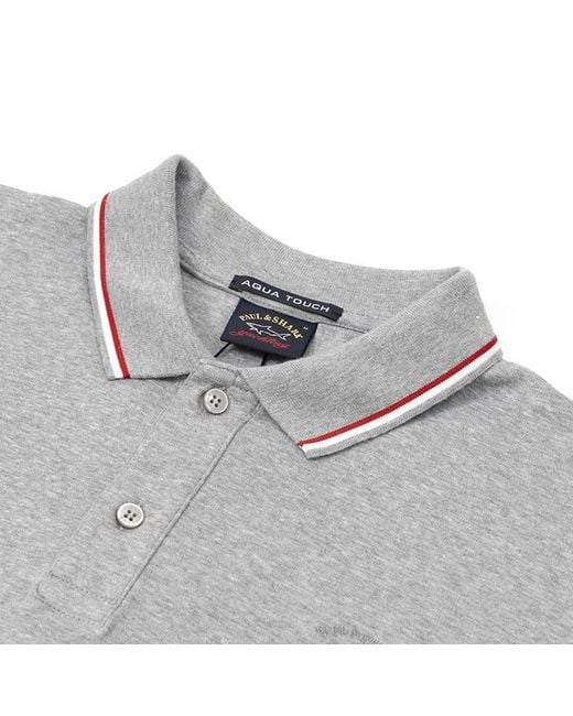 Paul & Shark Gray Tipped Short-Sleeve Polo Shirt for men